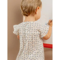 Noukie's Robe avec bloomer Little blue flower Blanc 3 mois
