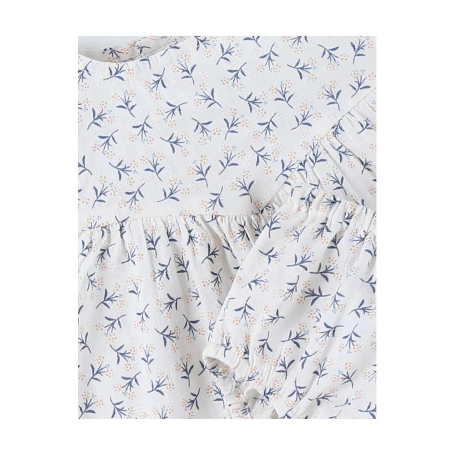 Noukie's Robe avec bloomer Little blue flower Blanc 3 mois