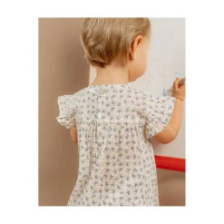 Noukie's Robe avec bloomer Little blue flower Blanc 3 mois