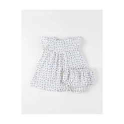 Noukie's Robe avec bloomer Little blue flower Blanc 3 mois