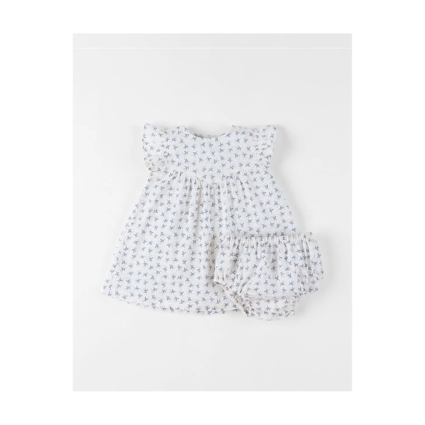 Noukie's Robe avec bloomer Little blue flower Blanc 3 mois
