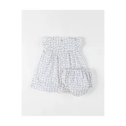 Noukie's Robe avec bloomer Little blue flower Blanc 3 mois