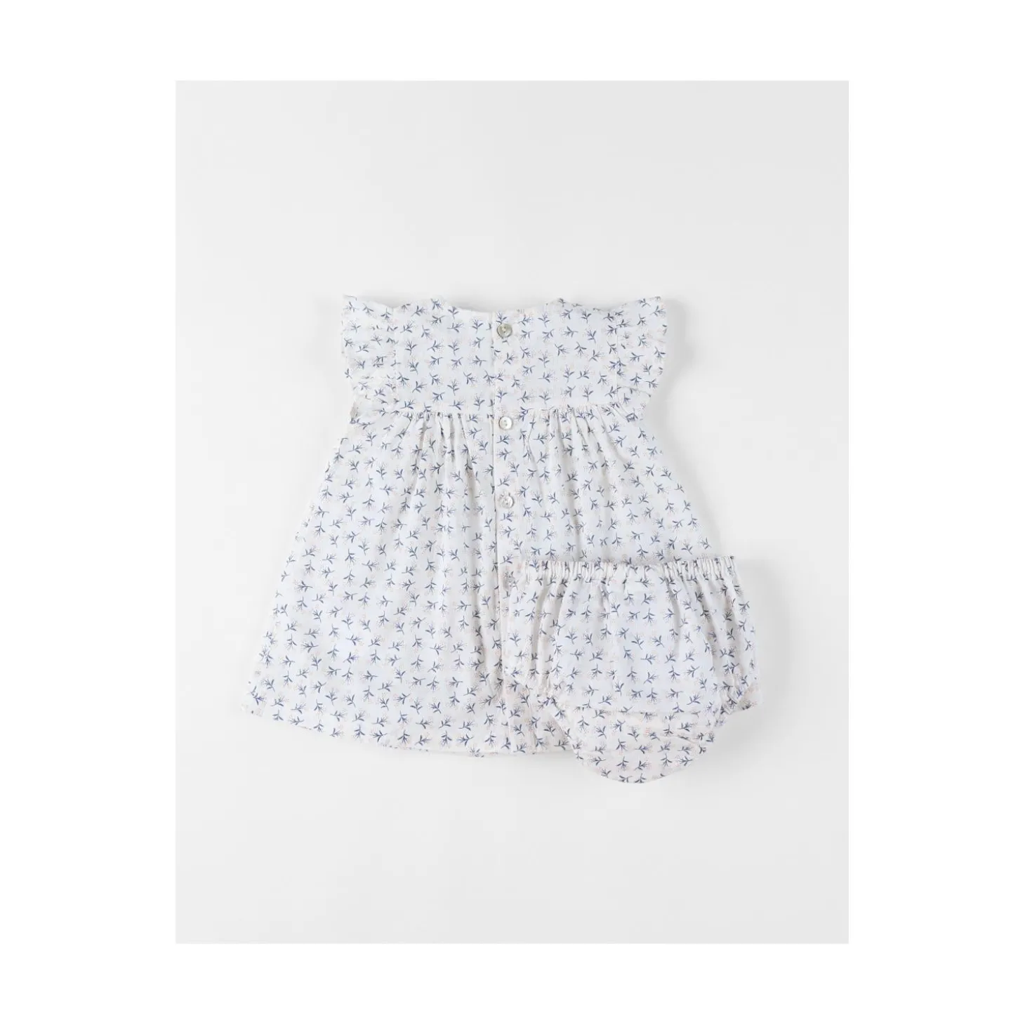 Noukie's Robe avec bloomer Little blue flower Blanc 3 mois