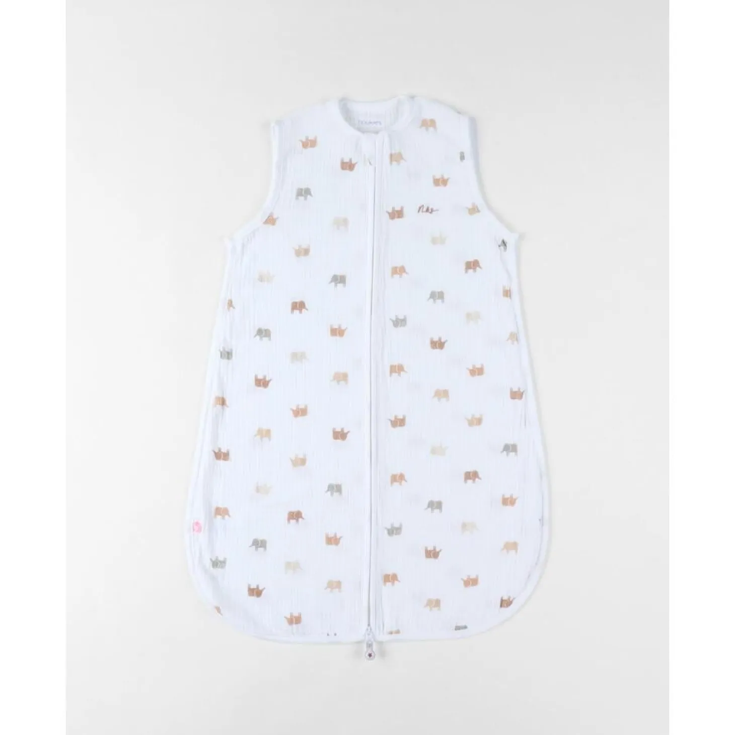 Noukie's Sac de couchage mousseline M&m25 Elephants Blanc