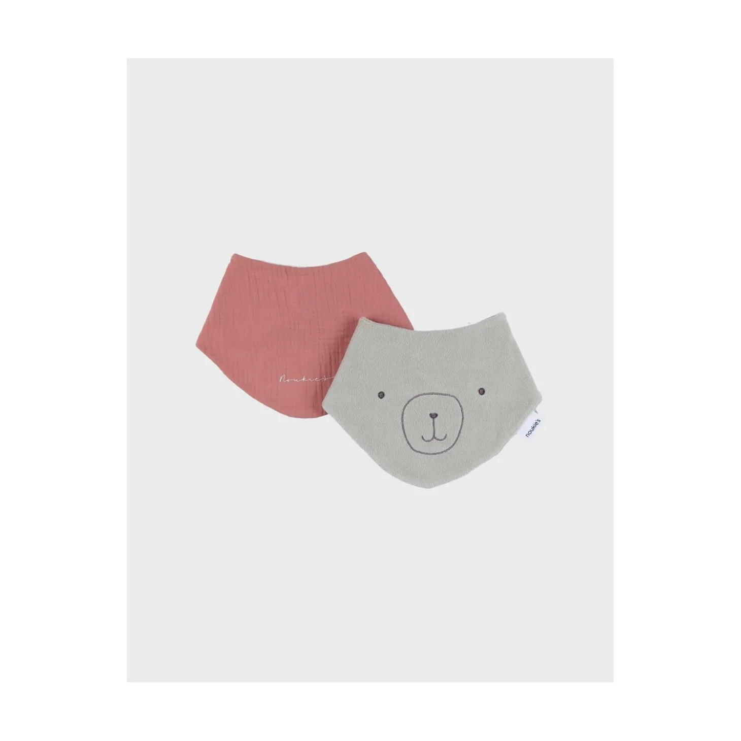 Noukie's Set 2 bavoirs bandana Eponge & Mousseline F&O Rouge