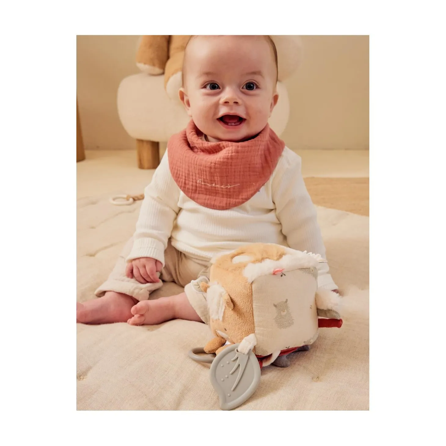 Noukie's Set 2 bavoirs bandana Eponge & Mousseline F&O Rouge