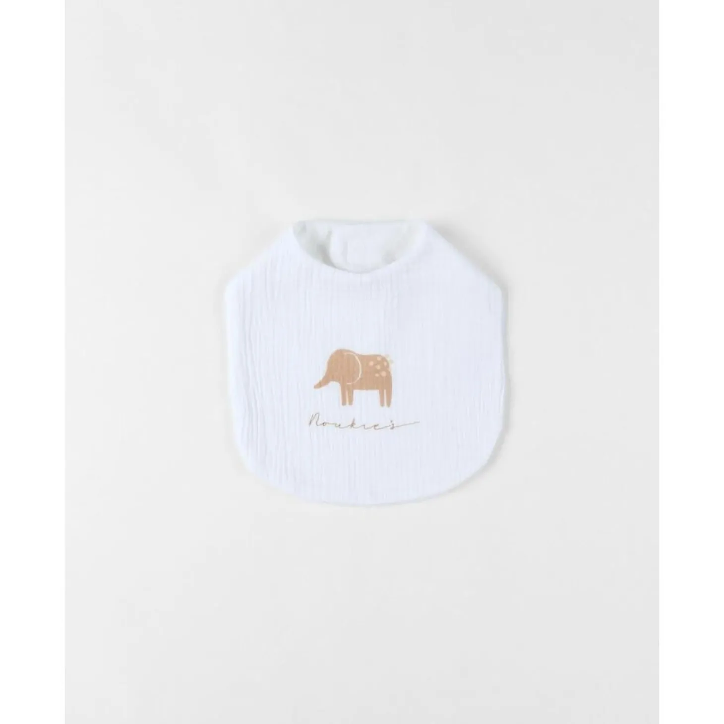 Noukie's Set 3 bavoirs mousseline M&m25 Elephants Blanc 20x35 cm