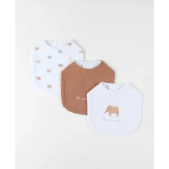 Noukie's                    Set 3 bavoirs mousseline M&m25    Elephants Blanc            20x35 cm