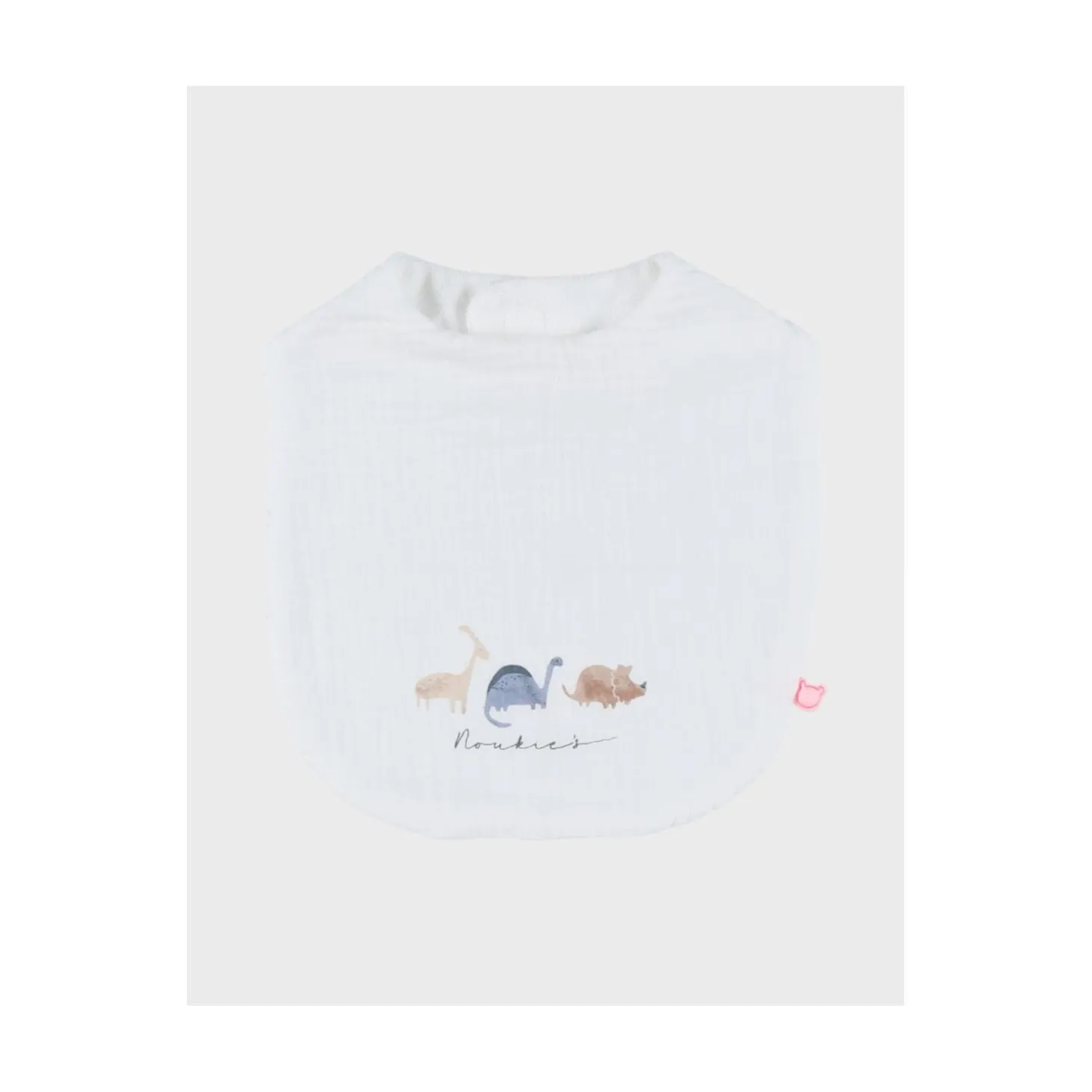 Noukie's Set 3 bavoirs Mousseline bio Dinos M&M26 Beige / Blanc / Bleu