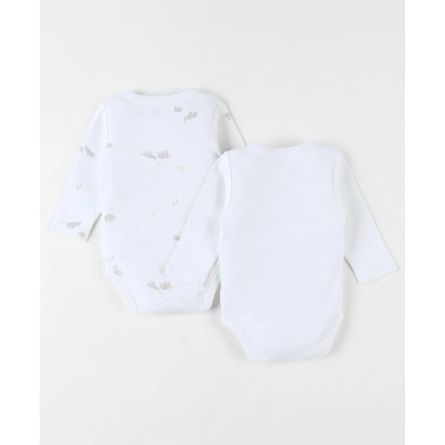 Noukie's Set 2 bodys croisés longues manches Bali & Moka Ecru 0 mois