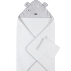 Noukie's                    Set de bain veloudoux et éponge Babou et Kendi    Gris