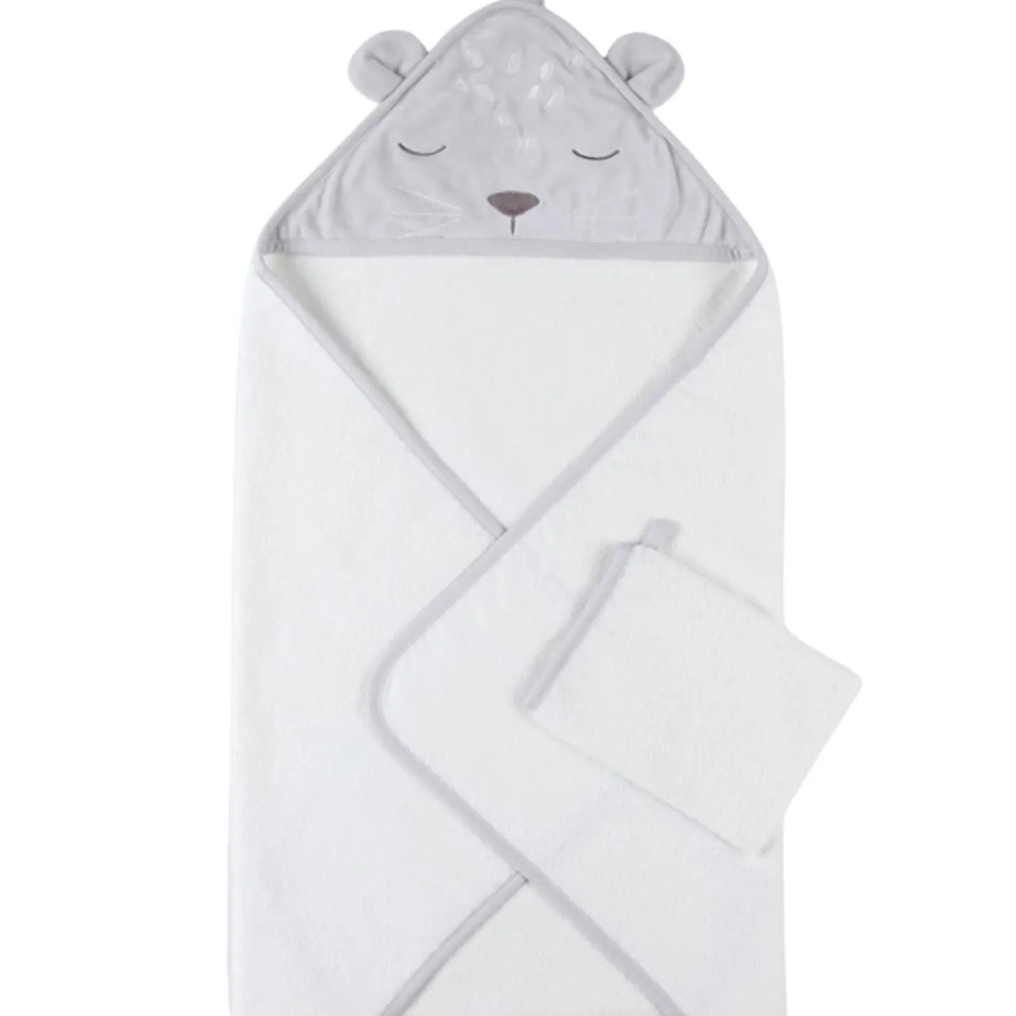 Noukie's Set de bain veloudoux et éponge Babou et Kendi Gris