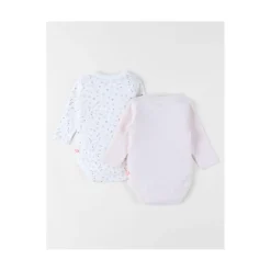 Noukie's                    Set de 2 bodys croisés manches longues Pinky mouse    Blanc            1 mois
