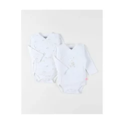Noukie's Set de 2 bodys croisés manches longues Newborn Blanc 1 mois