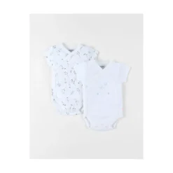 Noukie's                    Set de 2 bodys croisés manches courtes Pretty flowers    Blanc            1 mois