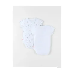 Noukie's                    Set de 2 bodys croisés manches courtes Pretty flowers    Blanc            1 mois
