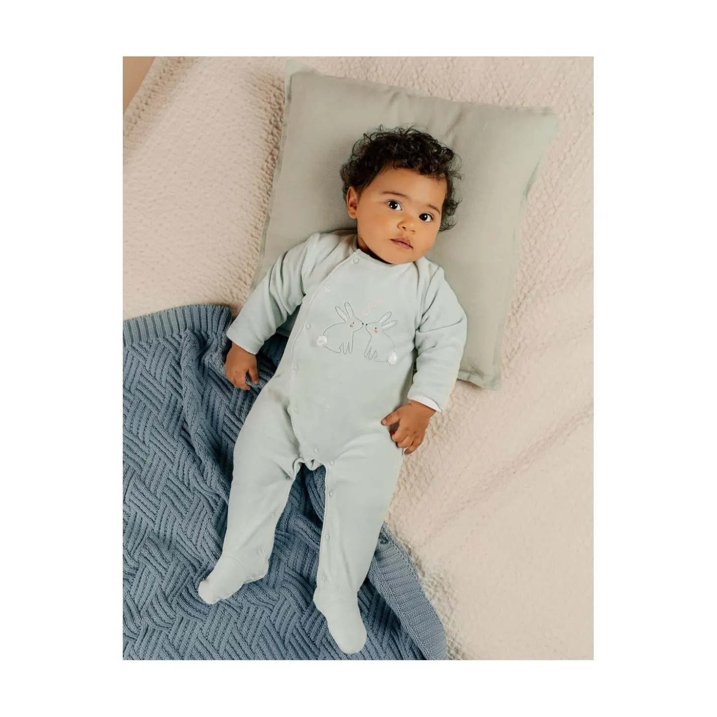Noukie's Set de 2 pyjamas bébé velours Pretty flowers Blanc 6 mois