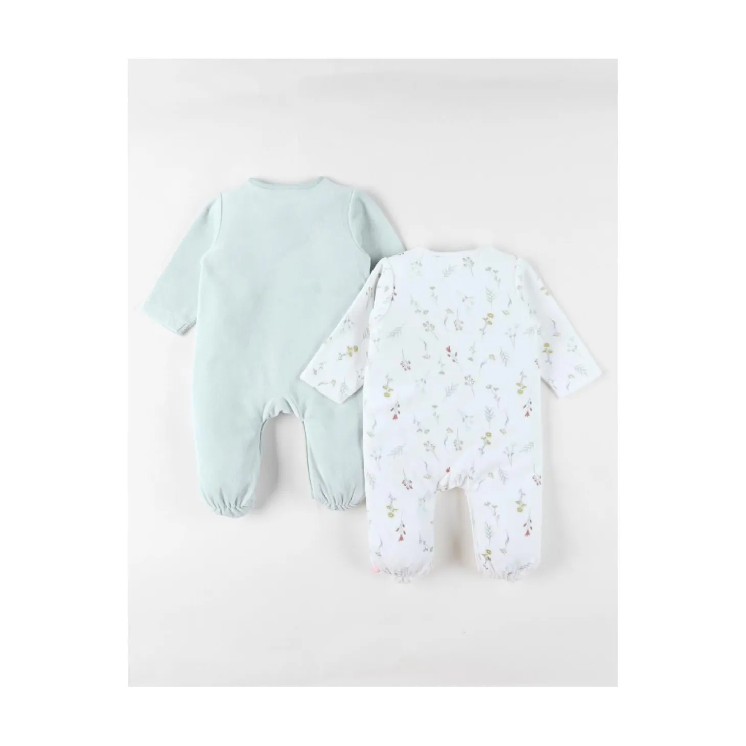 Noukie's Set de 2 pyjamas bébé velours Pretty flowers Blanc 6 mois