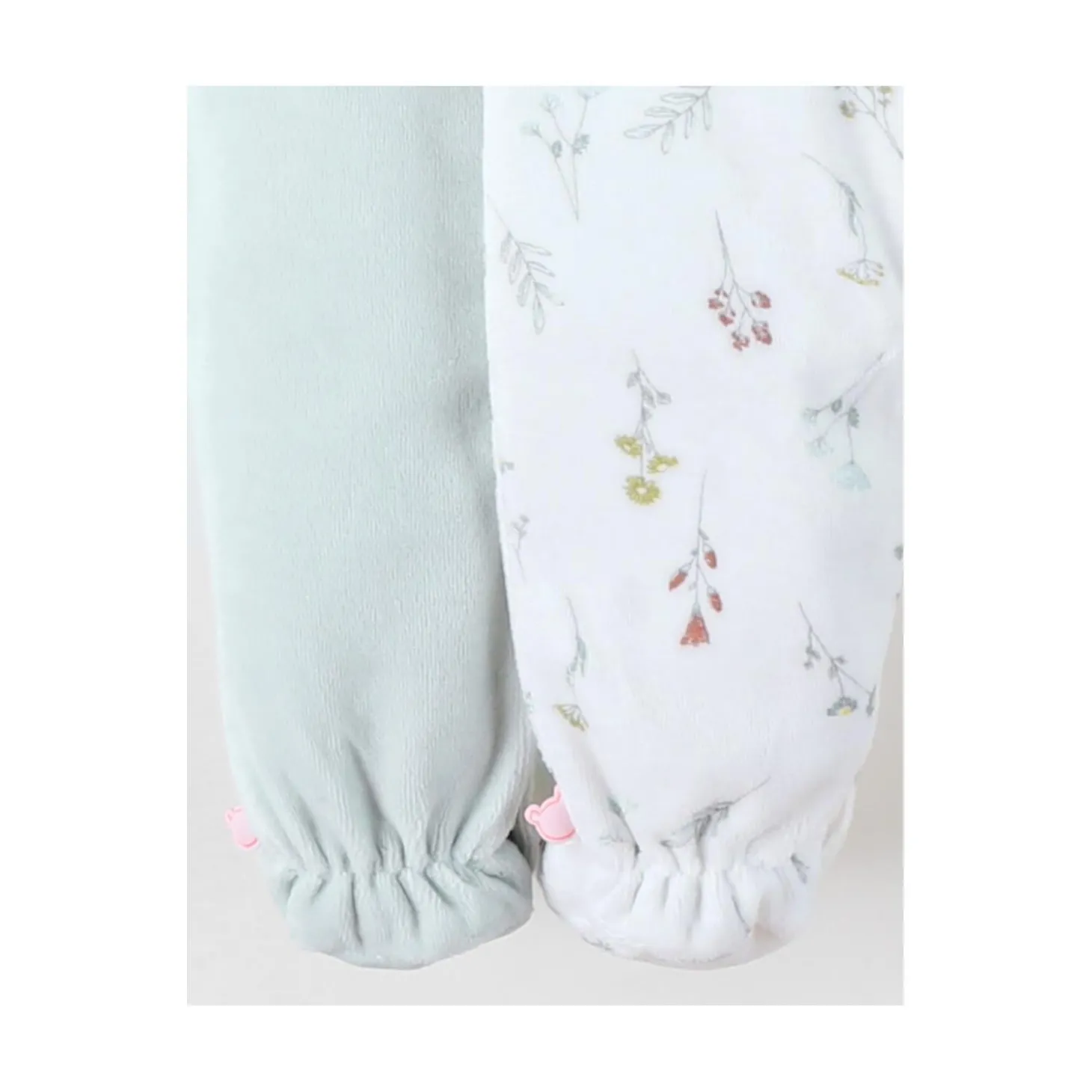 Noukie's Set de 2 pyjamas bébé velours Pretty flowers Blanc 6 mois