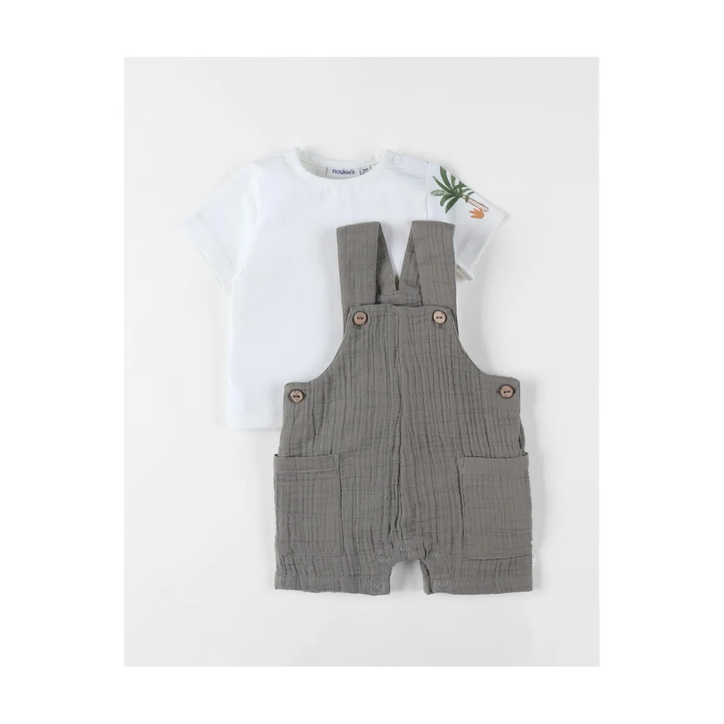 Noukie's Set salopette avec t-shirt Cute gorilla Blanc 12 mois