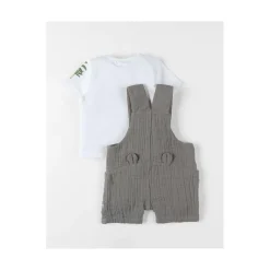 Noukie's Set salopette avec t-shirt Cute gorilla Blanc 12 mois