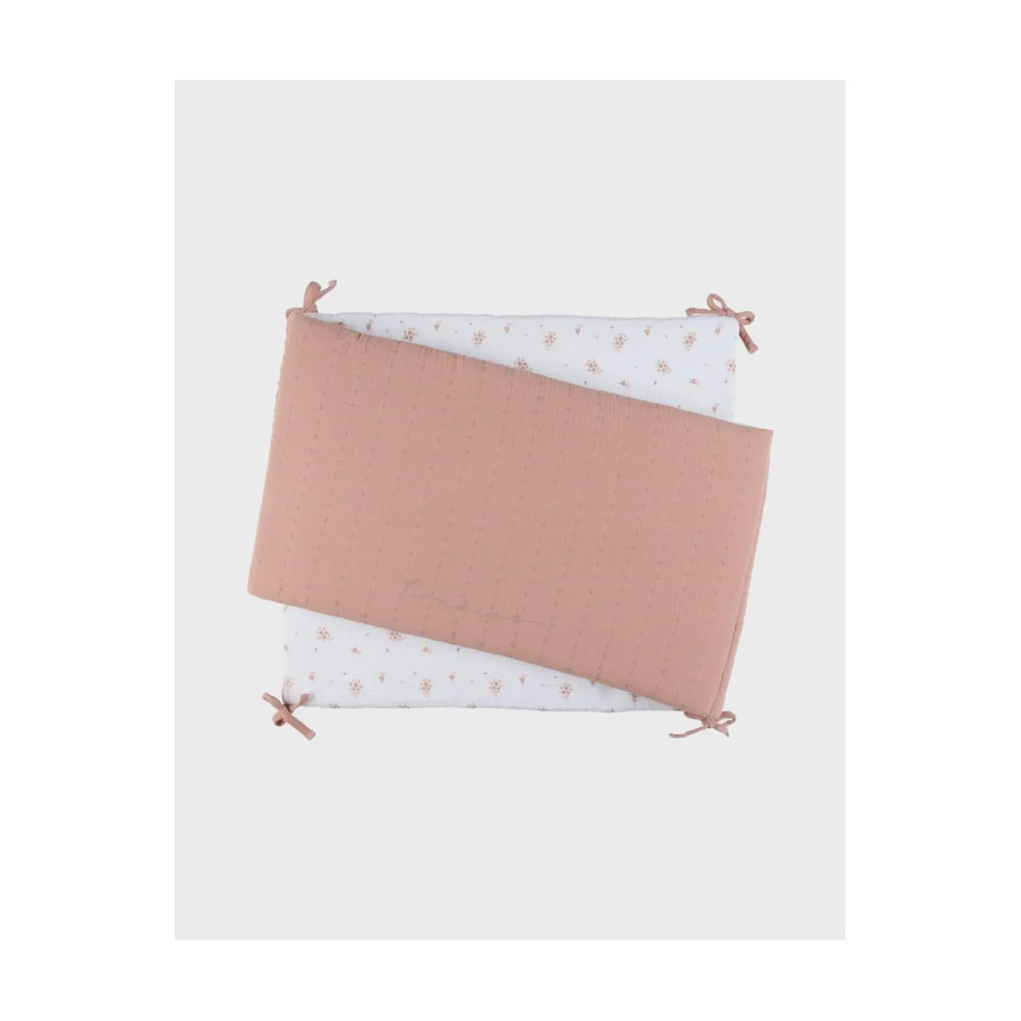 Noukie's Tour de lit Mousseline bio Fleurs d'Antan VF Rose