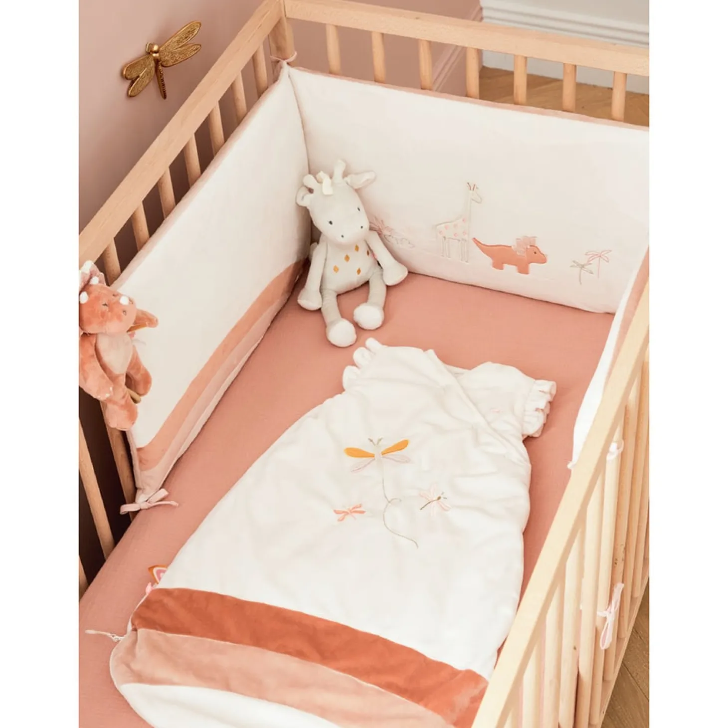 Noukie's Tour de lit veloudoux Pop Rose