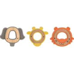Nuby                    Silicone/Wood Teether Animals - Version 1    éléphant / Giraffe / Tigre            3 mois +