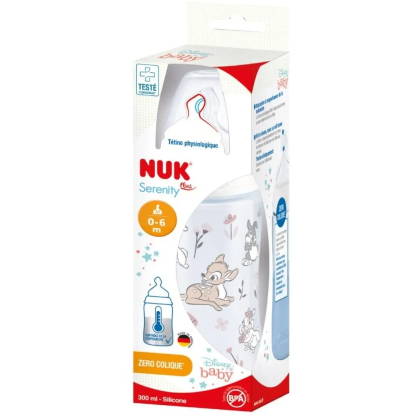 Nuk Biberon col large Serinity Bambi Multicolore