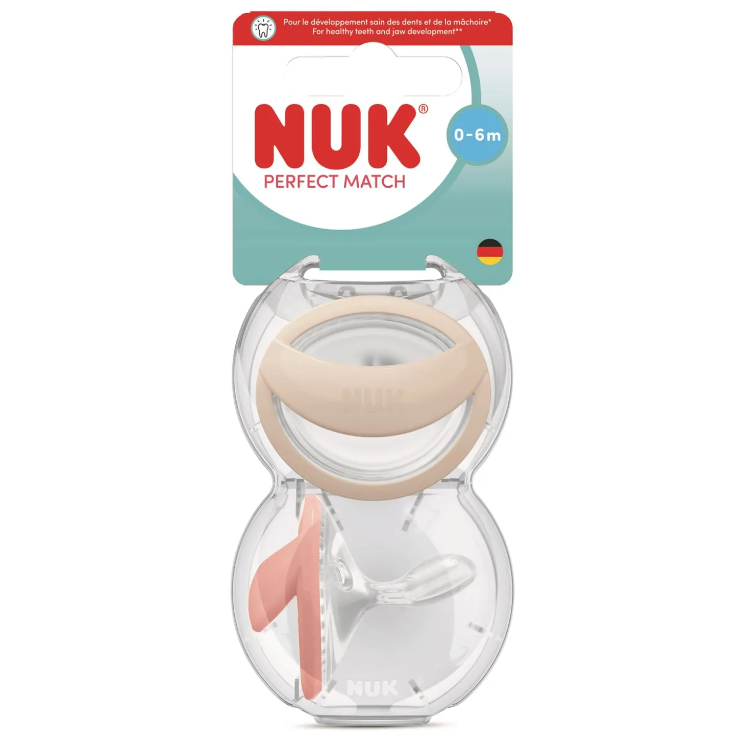 Nuk 2 Sucettes Perfect Match Beige/Rouge 0-6 mois