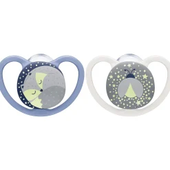 Nuk                    2 Sucettes SPACE NUIT    Bleu