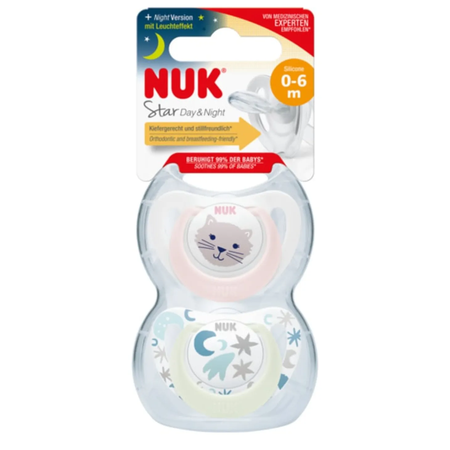 Nuk 2 Sucettes Starlight Rose