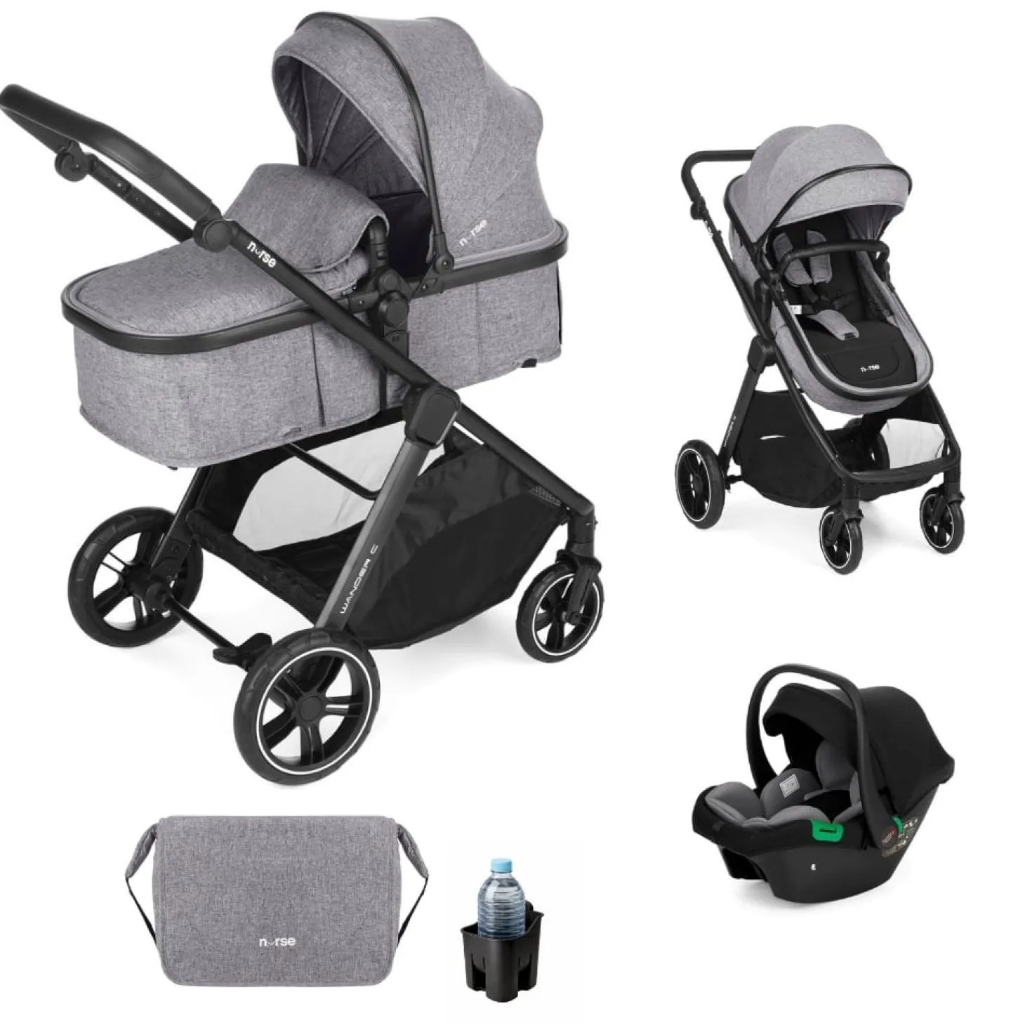 Nurse Duo poussette convertible Wander C + coque Wander carrier Iron