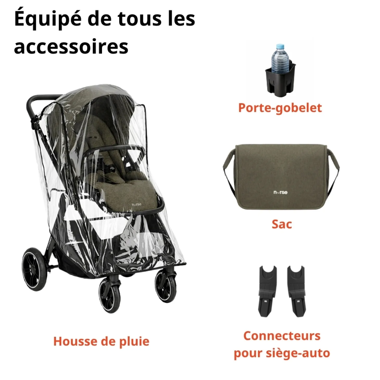 Nurse Duo poussette convertible Wander C + coque Wander carrier Green