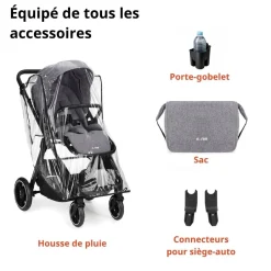 Nurse Trio poussette Wander nacelle + coque Iron