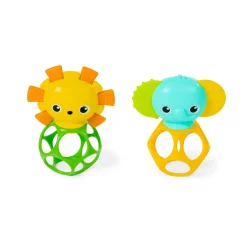 Oball                    Set de 2 hochets : Lion & Elephant    Multicolore