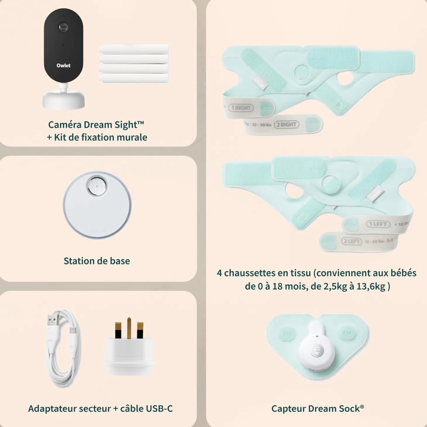Owlet Pack Dream Sock + Dream Sight Cam Menthe