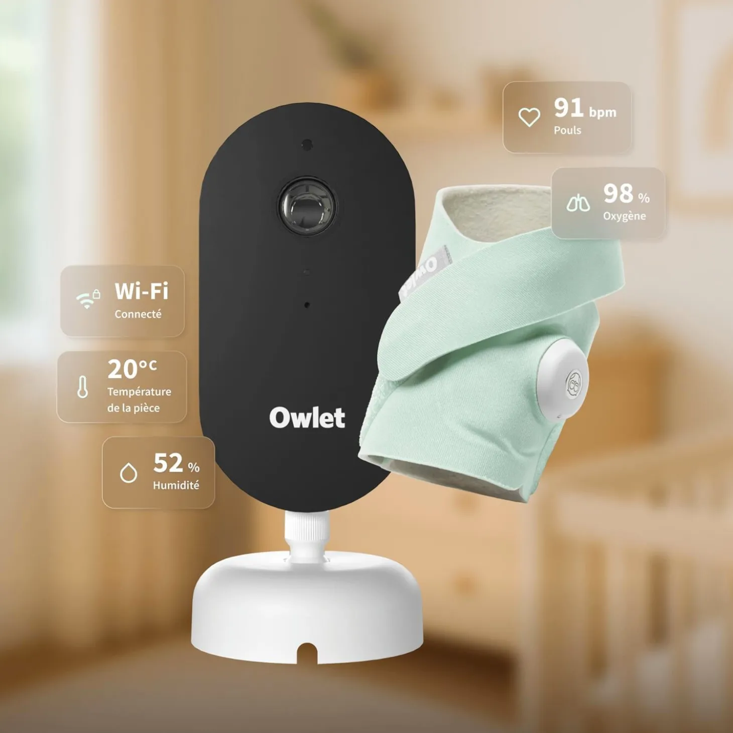 Owlet Pack Dream Sock + Dream Sight Cam Menthe