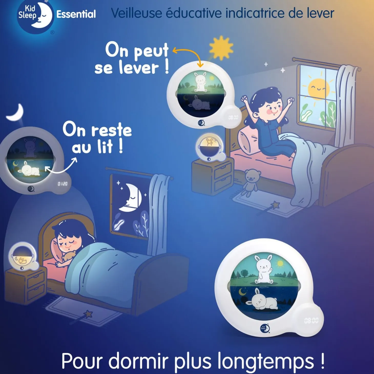 Pabobo Indicateur de réveil Kid'Sleep Essential Blanc