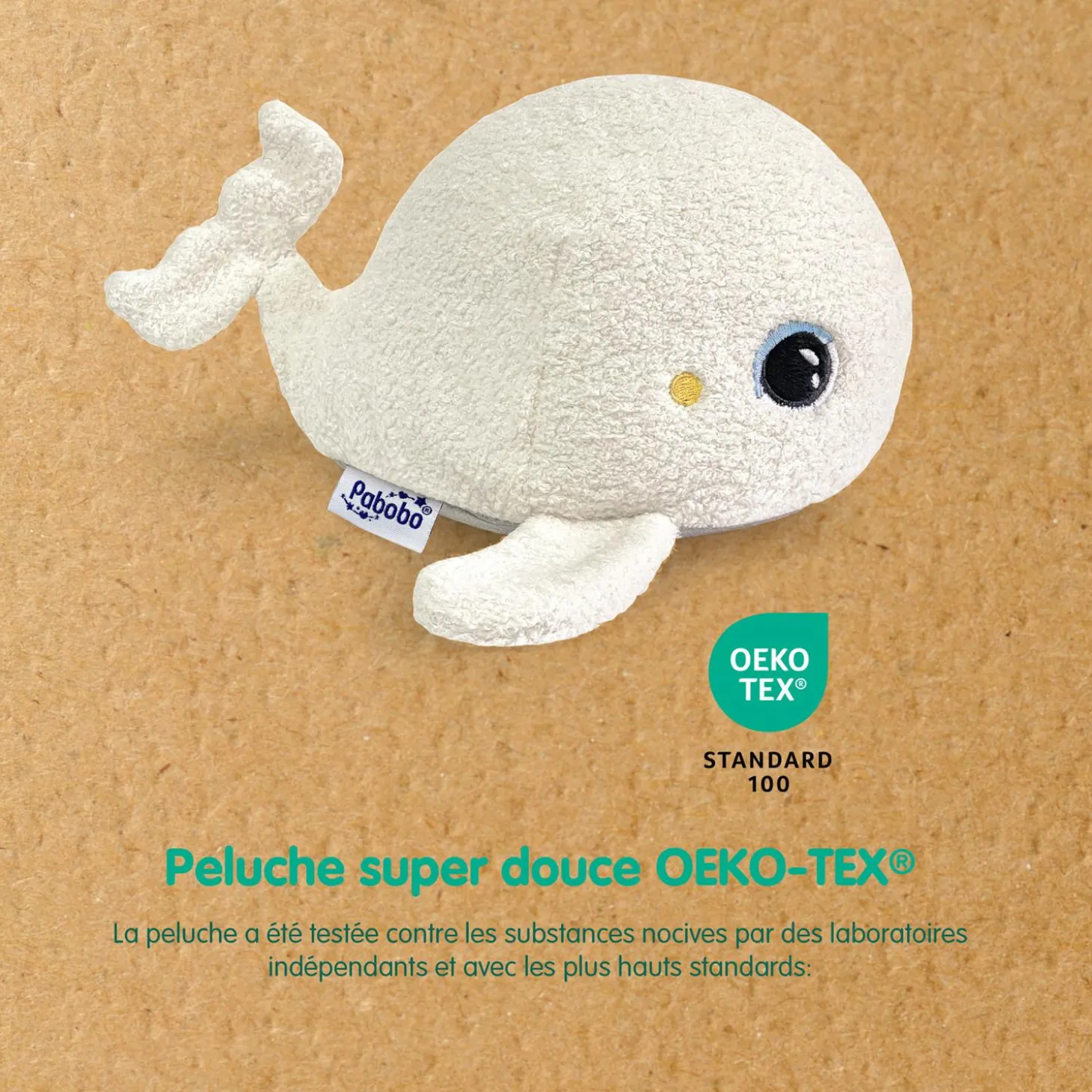 Pabobo Peluche veilleuse Béluga bruits blancs et roses