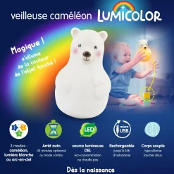 Pabobo Veilleuse Ours Lumicolor Blanc