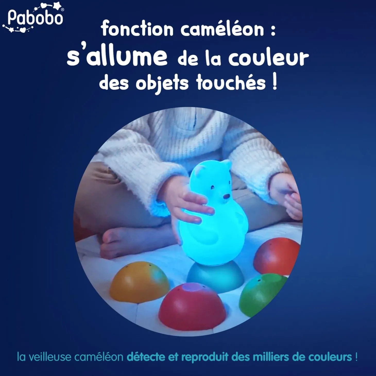 Pabobo Veilleuse Ours Lumicolor Blanc
