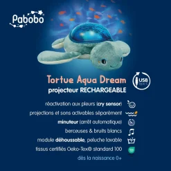 Pabobo                    Veilleuse projecteur Tortue Aqua Dream    Vert