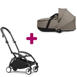 Pack chassis poussette YOYO³ Noir + nacelle YOYO³ Taupe                            de Stokke