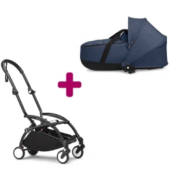 Pack chassis poussette YOYO³ Noir + nacelle YOYO³ Bleu Marine                            de Stokke