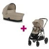 Pack Duo Poussette Gazelle S Châssis Taupe et Siège Almond Beige + Nacelle bébé Gazelle S Almond Beige                            de Cybex
