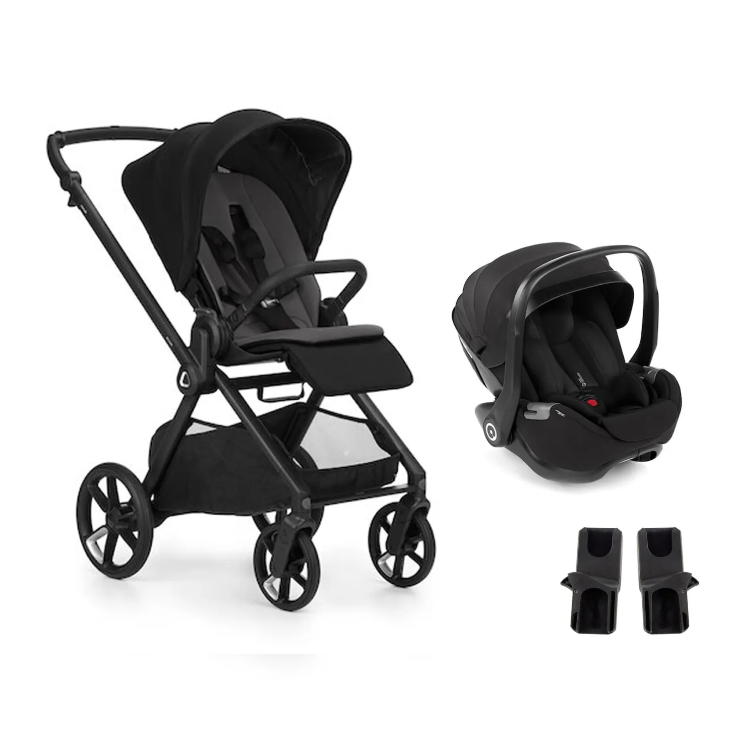 Pack duo Poussette Mumm 5 Coal + coque allongeable Kombibaby Matt Black + adaptateur de Jané