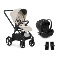 Pack duo Poussette Mumm 5 Sand-li + coque allongeable Kombibaby Matt Black + adaptateur                            de Jané