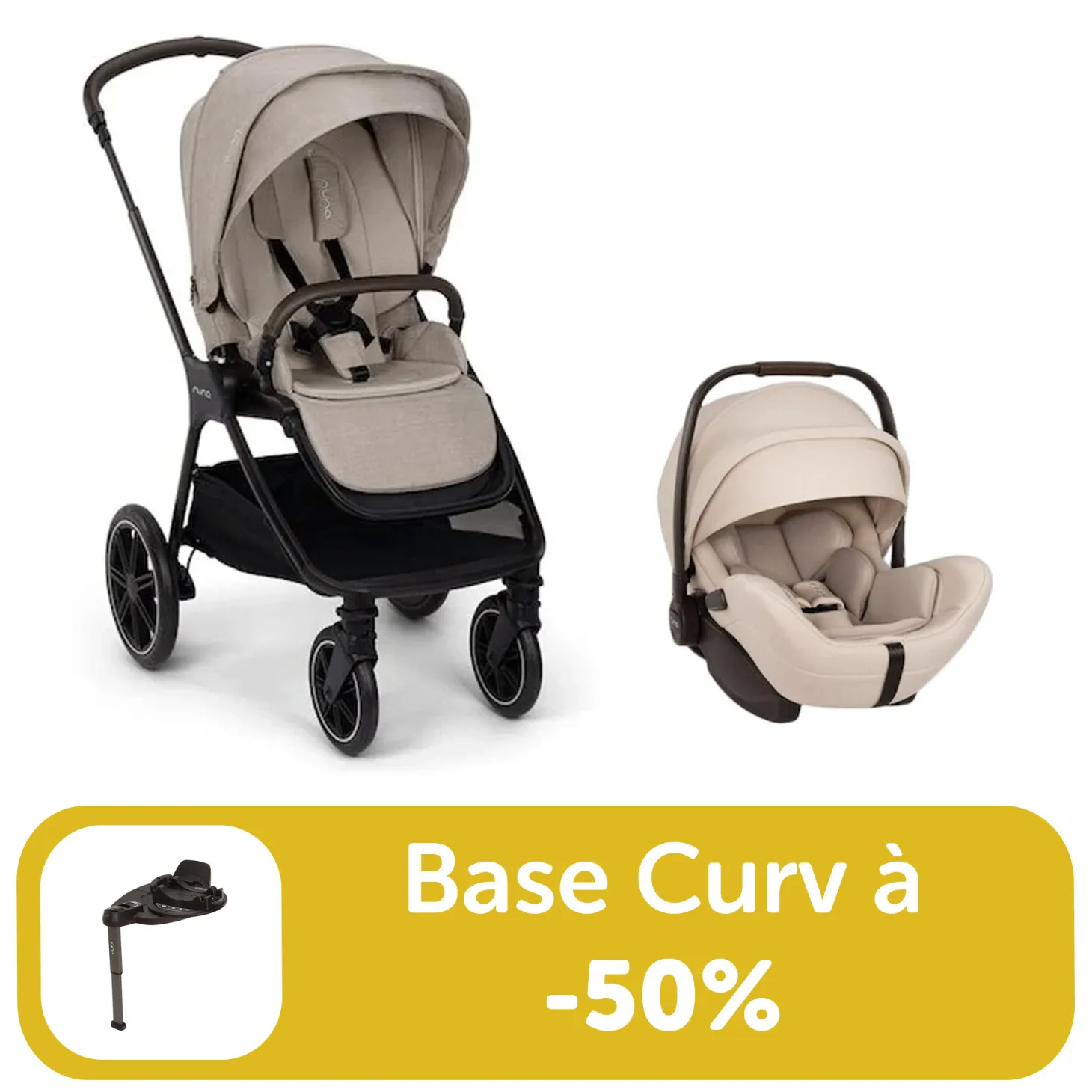 Pack duo poussette Triv Lx Biscotti + Arra flex + base curv à -50% de Nuna
