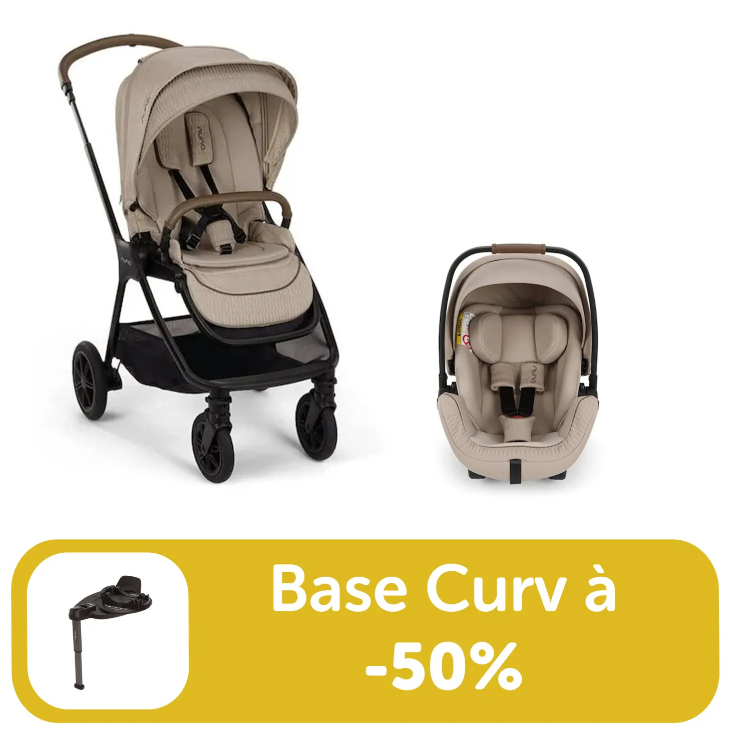 Pack duo poussette Triv next Cosmopolitain + Arra flex + base curv à -50% de Nuna